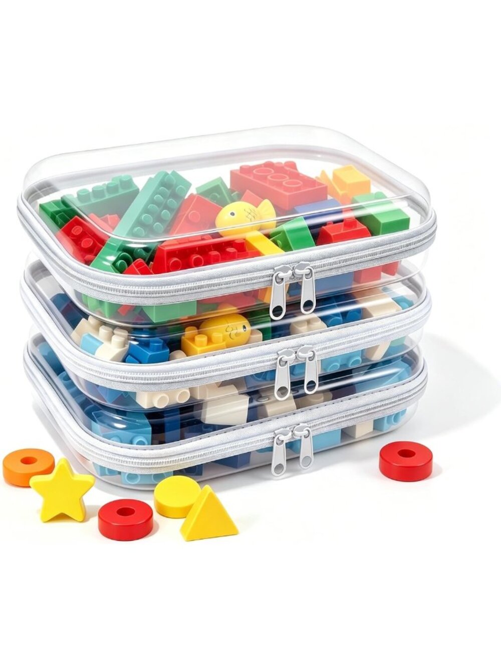 Transparent Hard Shell Zipper Case - Portable Travel Organizer for Toys